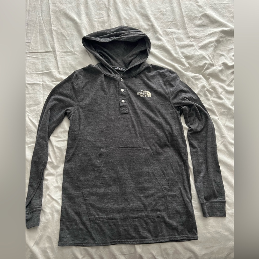 Grey North Face hooded long sleeve